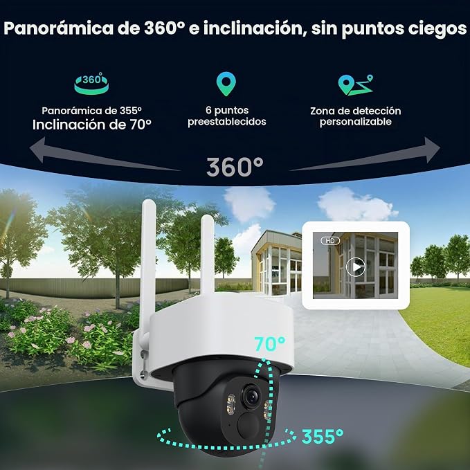 Cámara de Seguridad Panorámica 4G para Exterior con Visión 360° y Nocturna