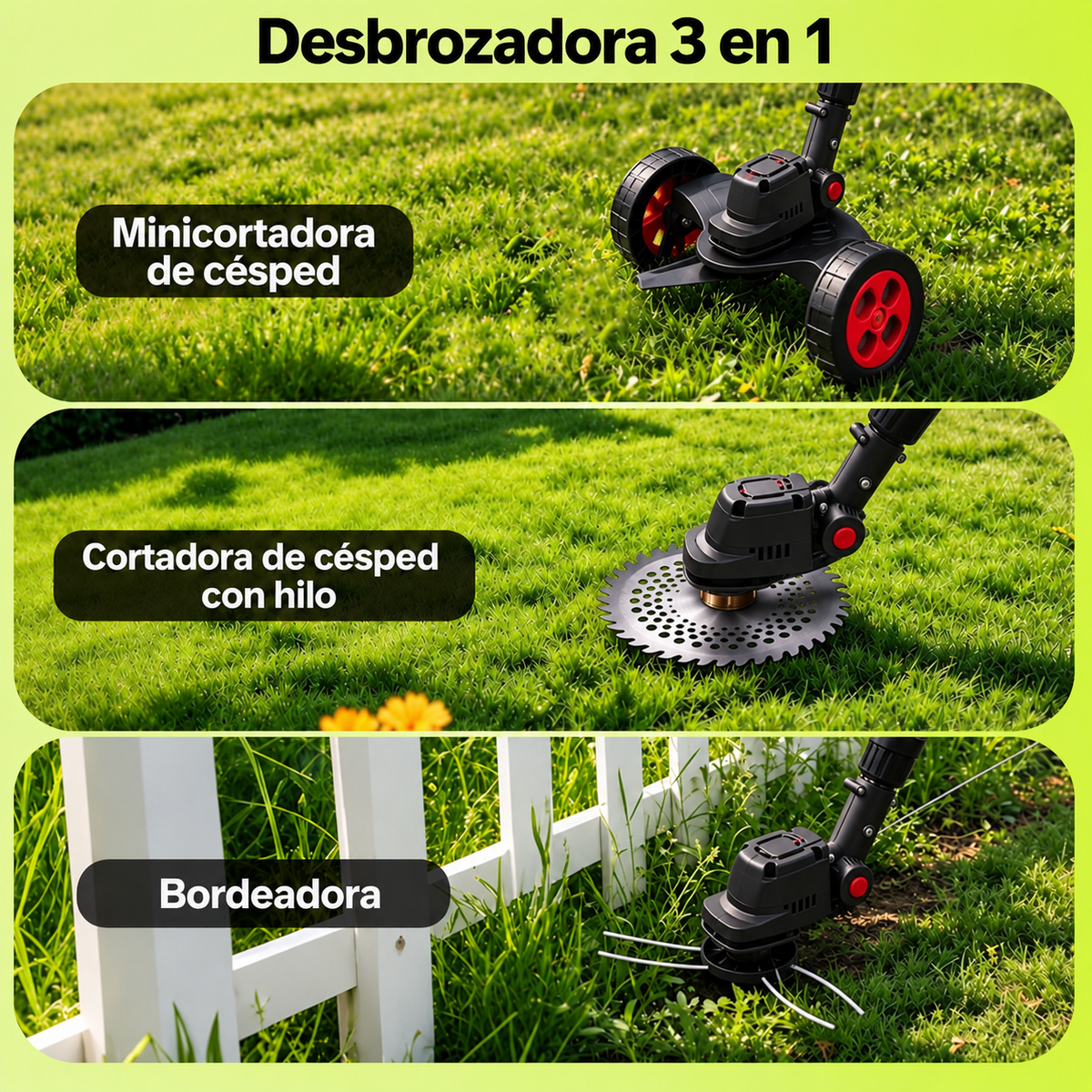 Podadora Black Inalambrica Cesped Ruedas