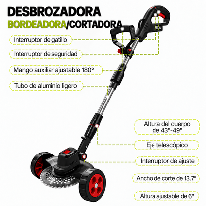 Podadora Black Inalambrica Cesped Ruedas