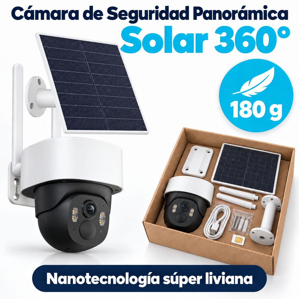 Cámara de Seguridad Panorámica 4G para Exterior | Visión 360° y Nocturna